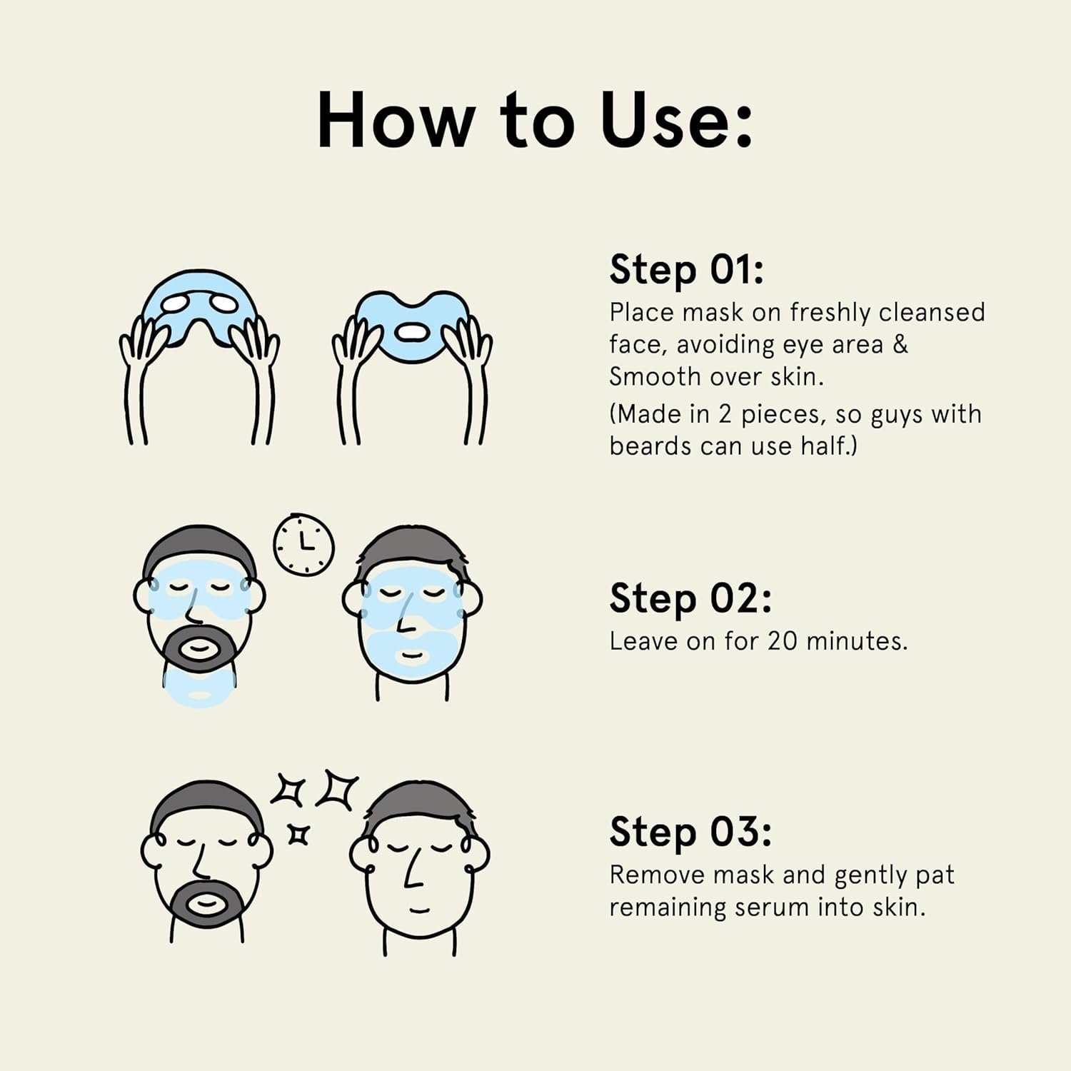 BRO MASK Korean Face Mask for Men: 2 Pc. Hydrating Anti Aging Sheet Masks with Vitamin C, Vitamin E, Hyaluronic Acid, Hydrolyzed Collagen for Moisturizing & Anti-aging Skin Care by Jaxon Lane (4 Pack) - Image 4