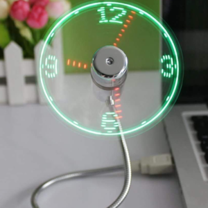 huiheng USB LED Fan, Mini LED Clock Fan with Flexible Gooseneck, Personal Silent Laptop Fan USB Powered for Home Office