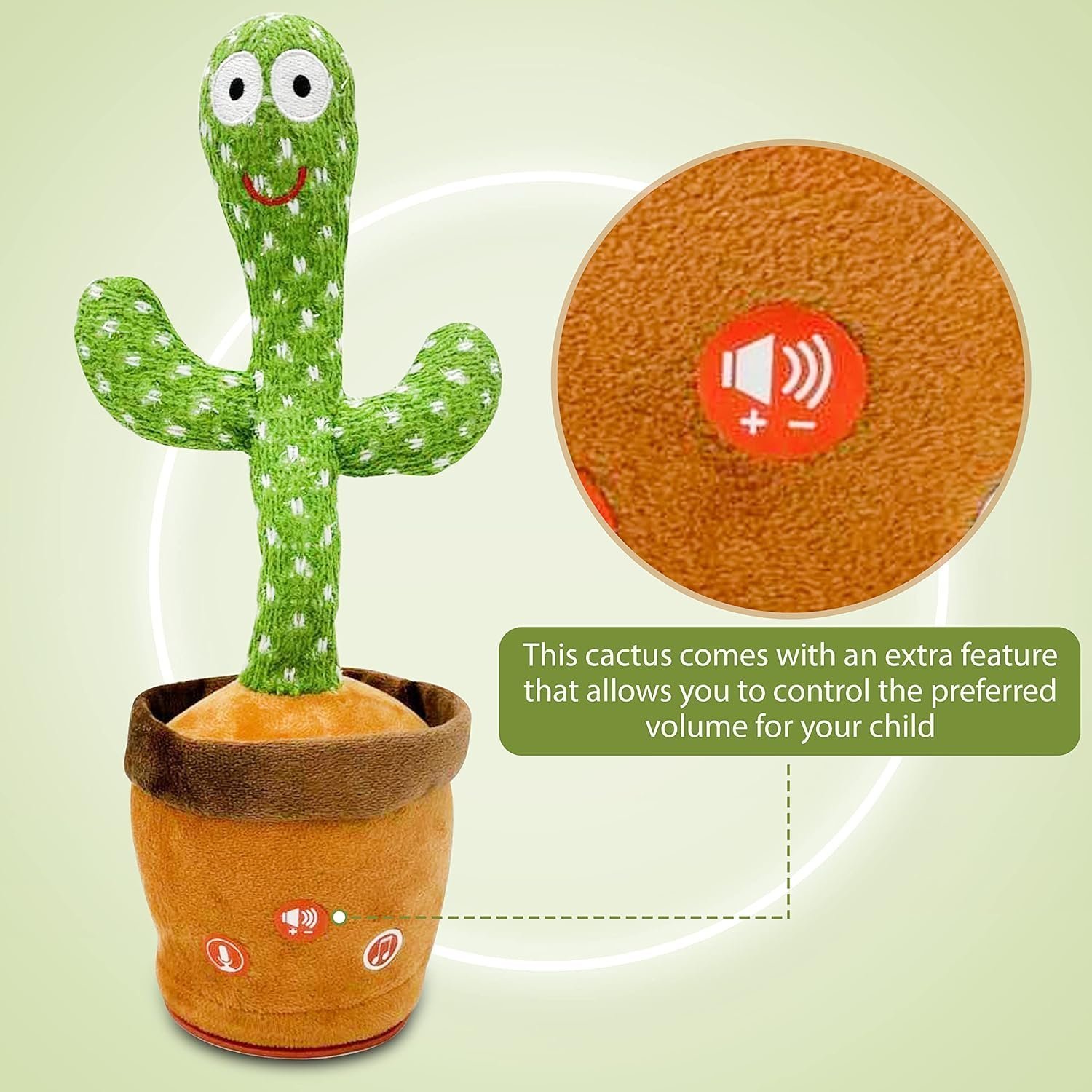 Ava's Toys Talking Cactus Toy for Boys and Girls - Repeat What You Say - Singing, Dancing, Voice Recording Plush Learning Toys - Image 6