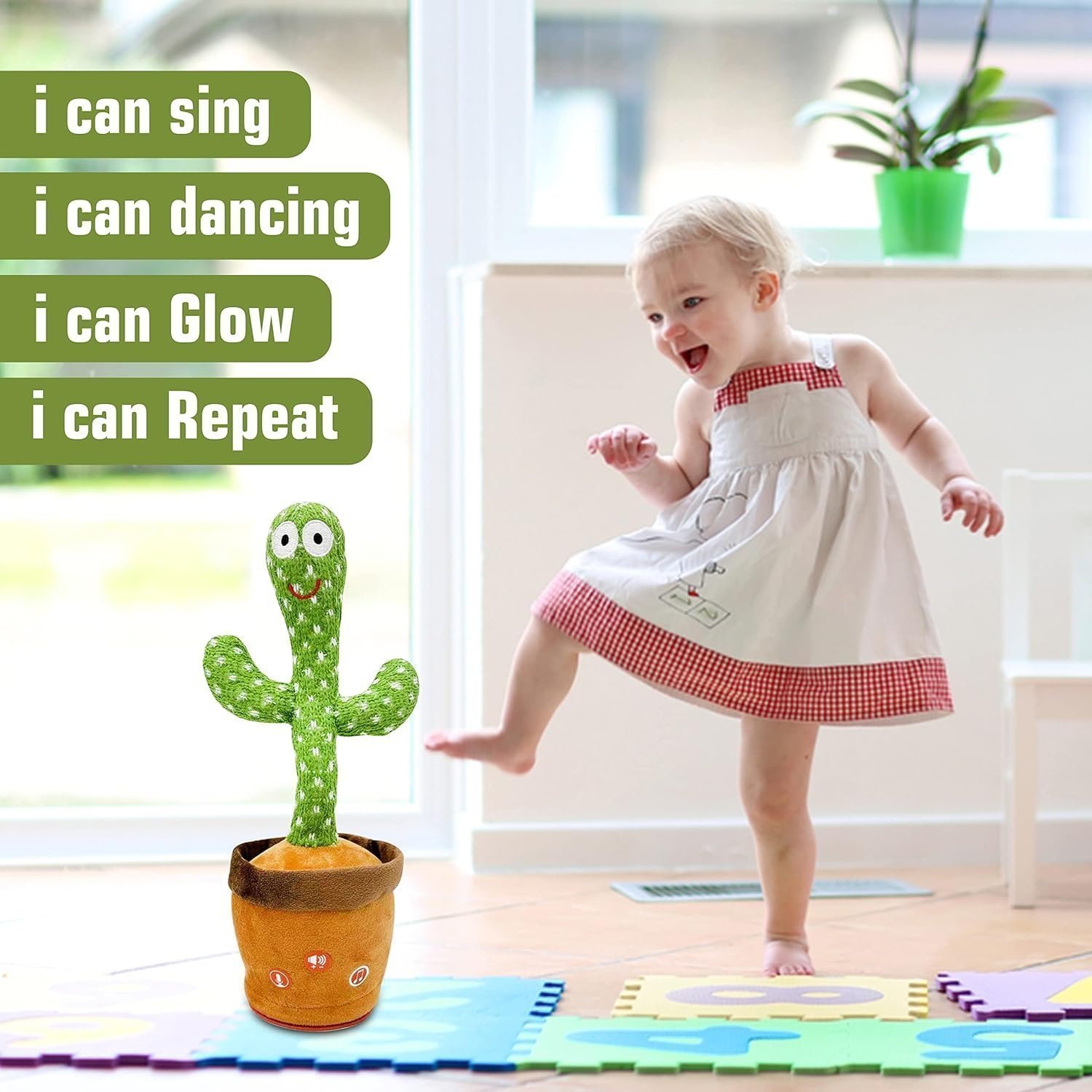 Ava's Toys Talking Cactus Toy for Boys and Girls - Repeat What You Say - Singing, Dancing, Voice Recording Plush Learning Toys - Image 2