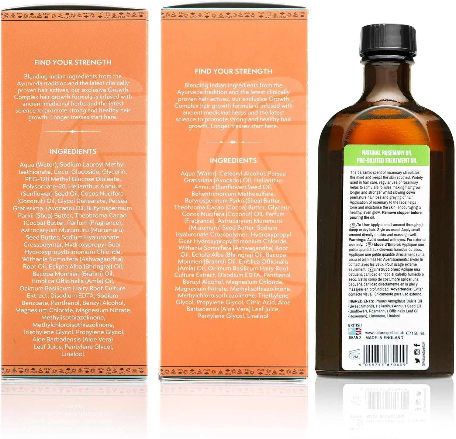 Nature Spell Rosemary Oil With Hair Growth Shampoo & Conditioner, Pack of 3 Gift Set, 150ml x1 300ml x2 - Image 5