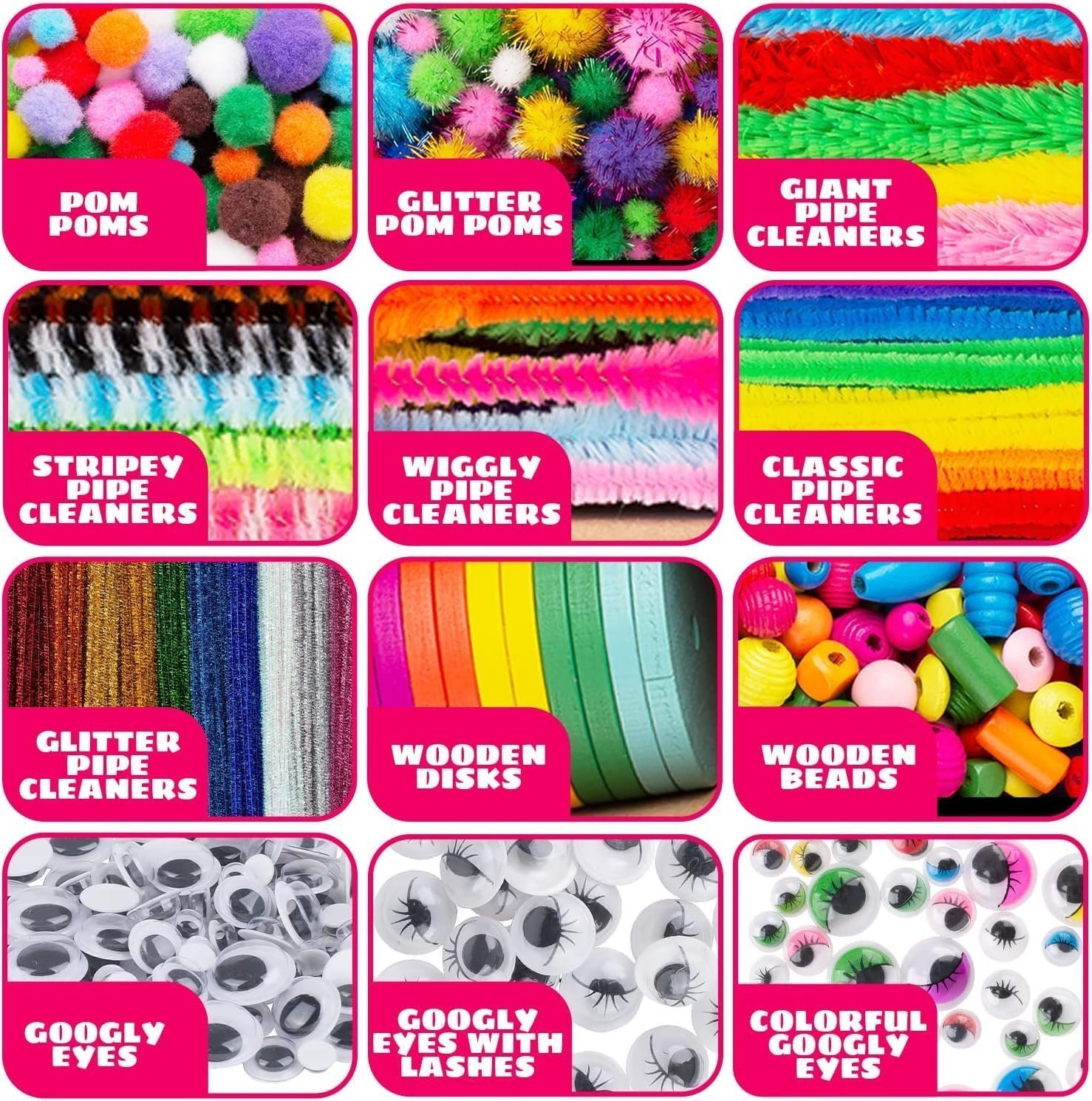 Blue Squid Arts & Crafts Chest - 3000+ pcs Deluxe Craft Supplies Box, 2 Drawers, 18 Compartments - Boys Age 4 5 6 7 8 9 10 11 12, School Art Set - Image 3