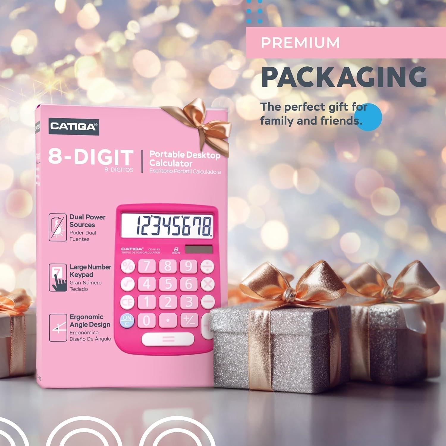 CATIGA CD-8185 Office and Home Style Calculator - 8-Digit LCD Display (Pink) - Image 6