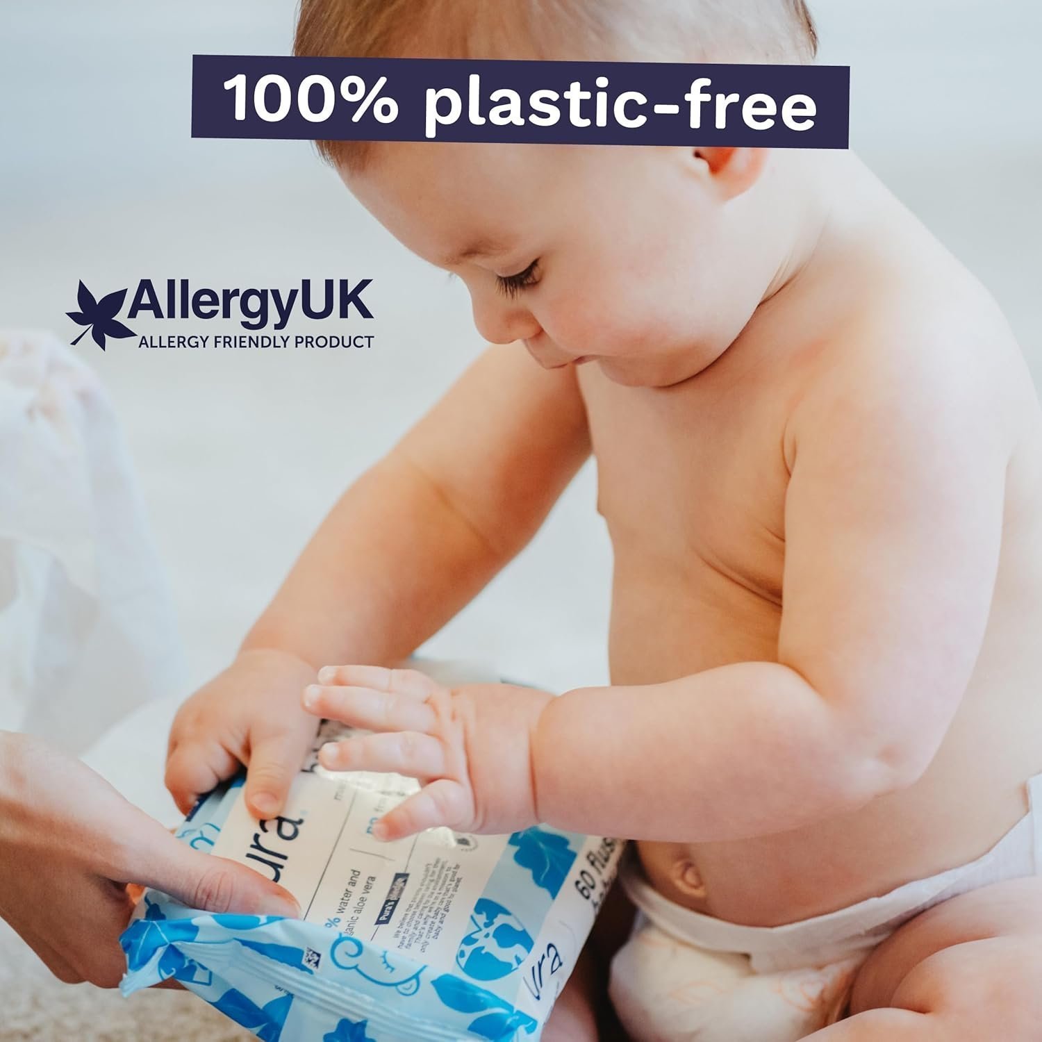Pura Flushable Baby Water Wipes 3 x 60 per pack, (180 Wet Wipes) 100% Plastic Free, 99% Water - Image 3