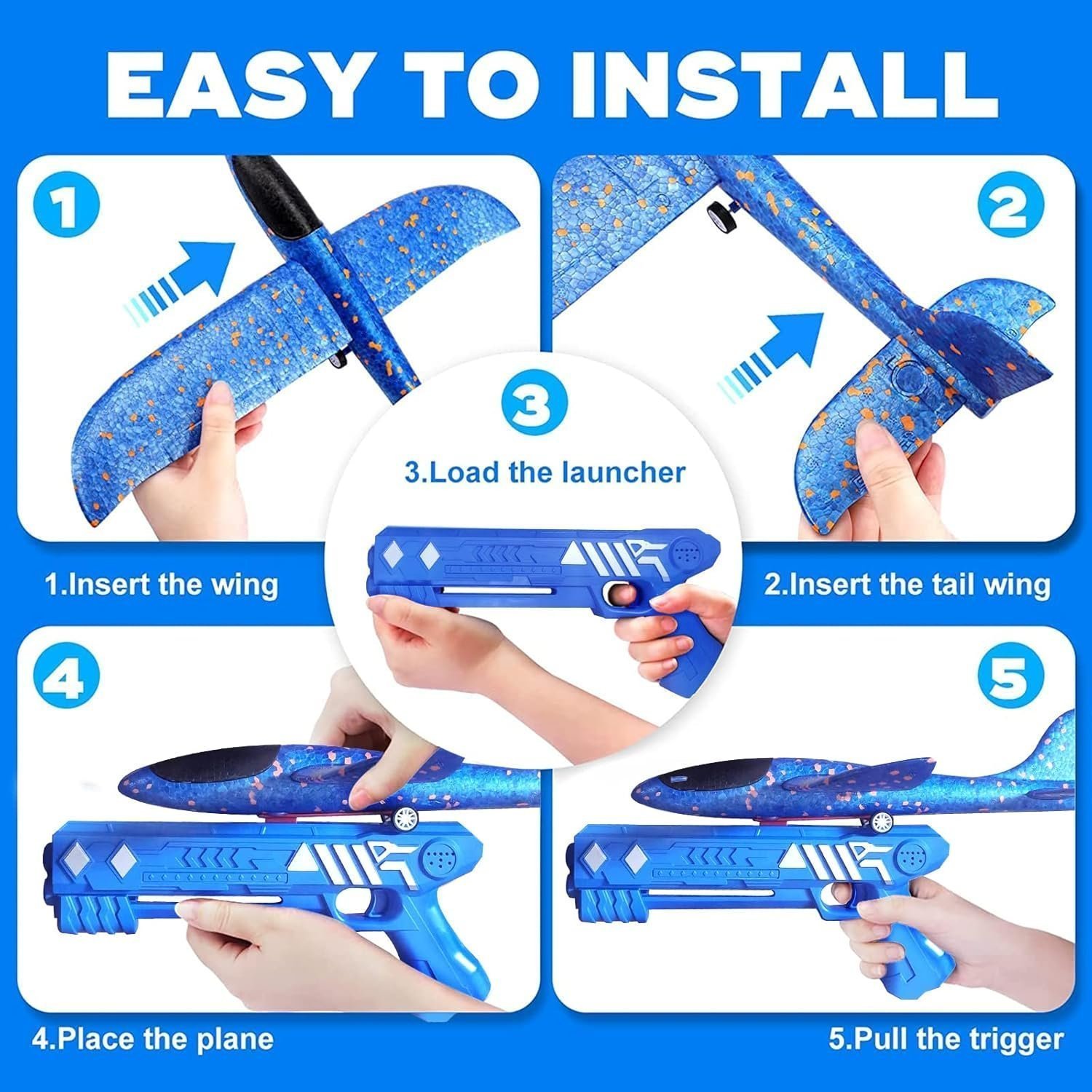 Airplane Launcher Toys Set, Foam Airplane Launcher Toys, Launcher and 3 Foam Airplanes, Fun Outdoor Toys Shooting Game - Image 4