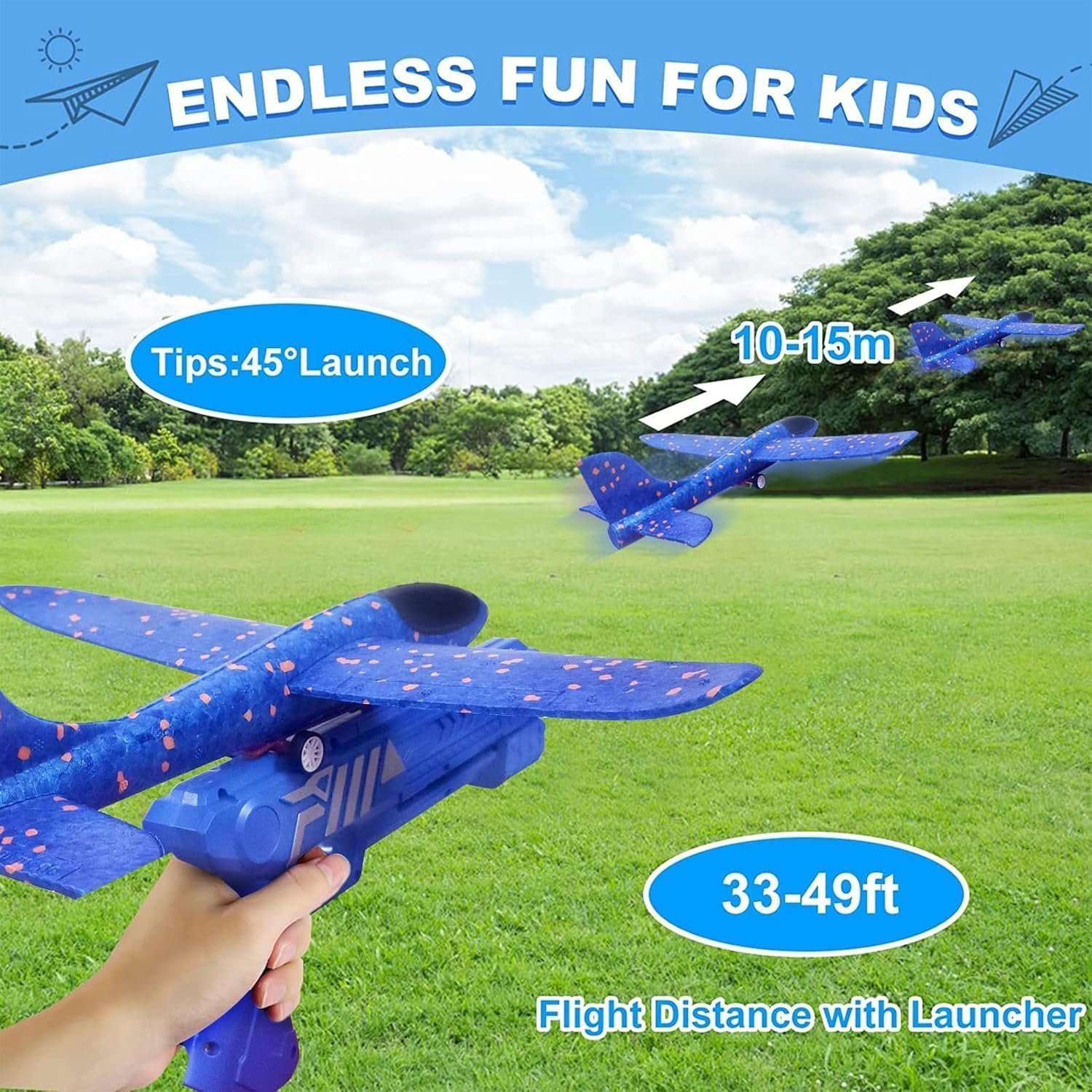 Airplane Launcher Toys Set, Foam Airplane Launcher Toys, Launcher and 3 Foam Airplanes, Fun Outdoor Toys Shooting Game - Image 5