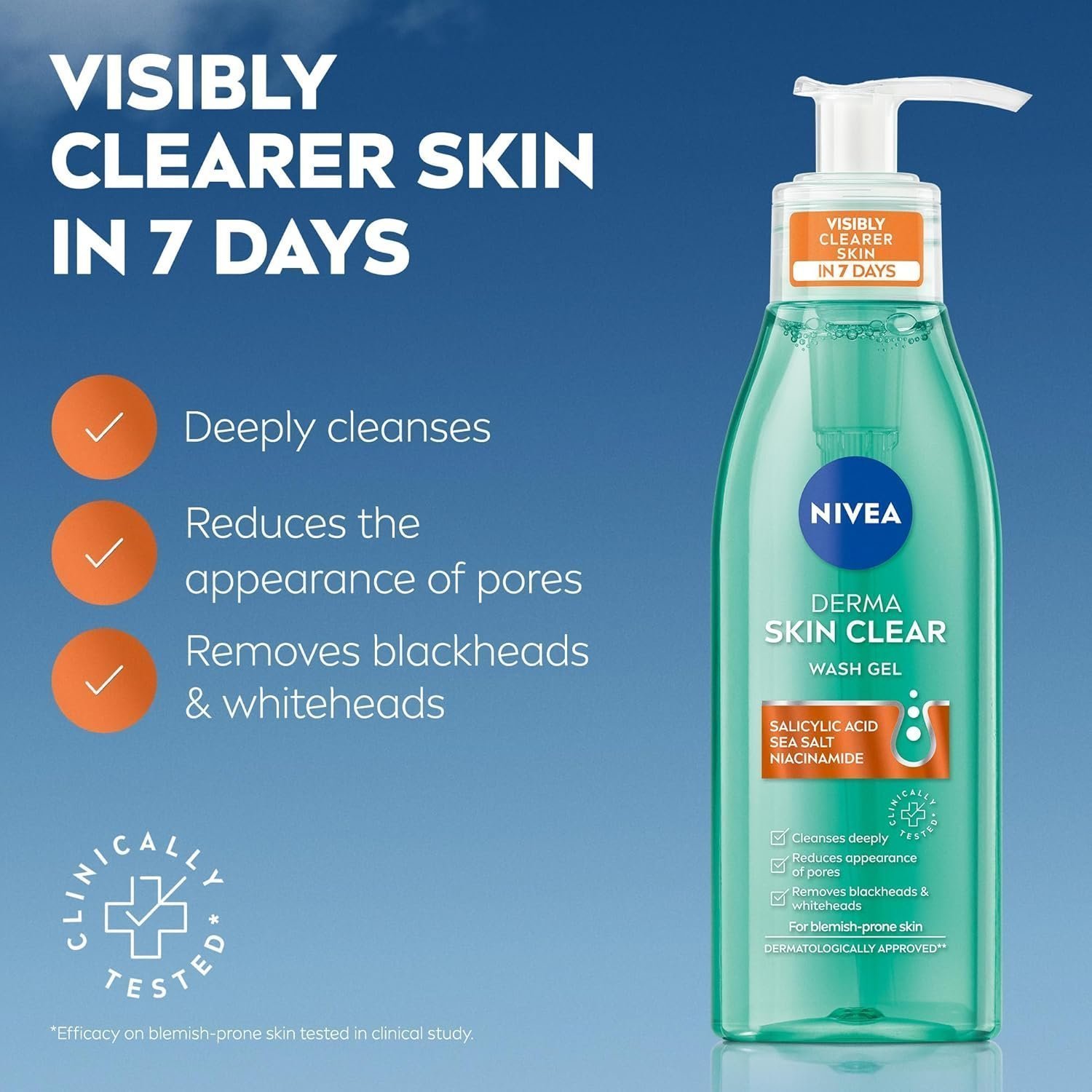 NIVEA Derma Skin Clear Wash Gel (150ml) - Image 5
