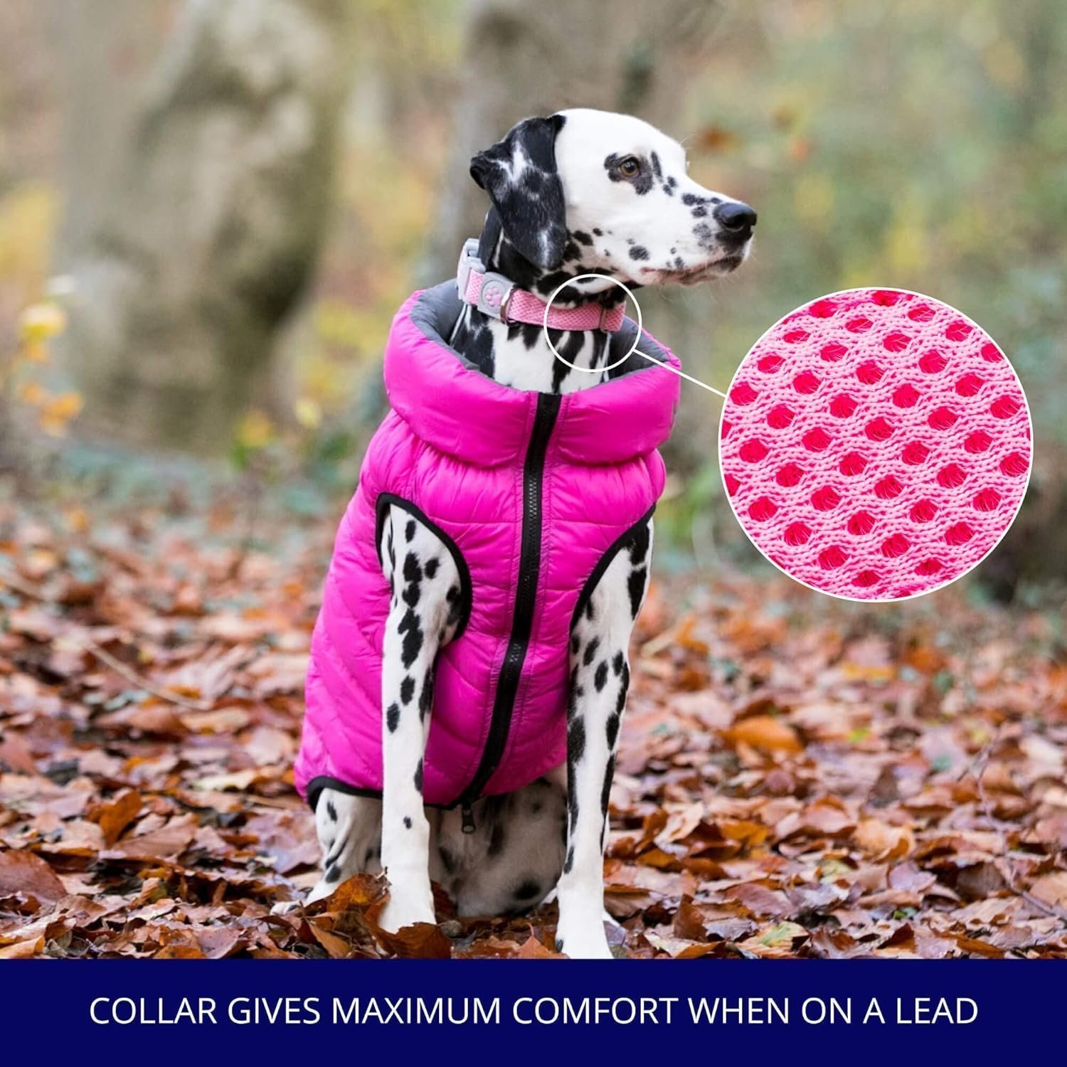 HUGO & HUDSON Dog Collar with Quick Release Safety Buckle and Quick Dry Mesh Fabric, Pink, L - Image 4