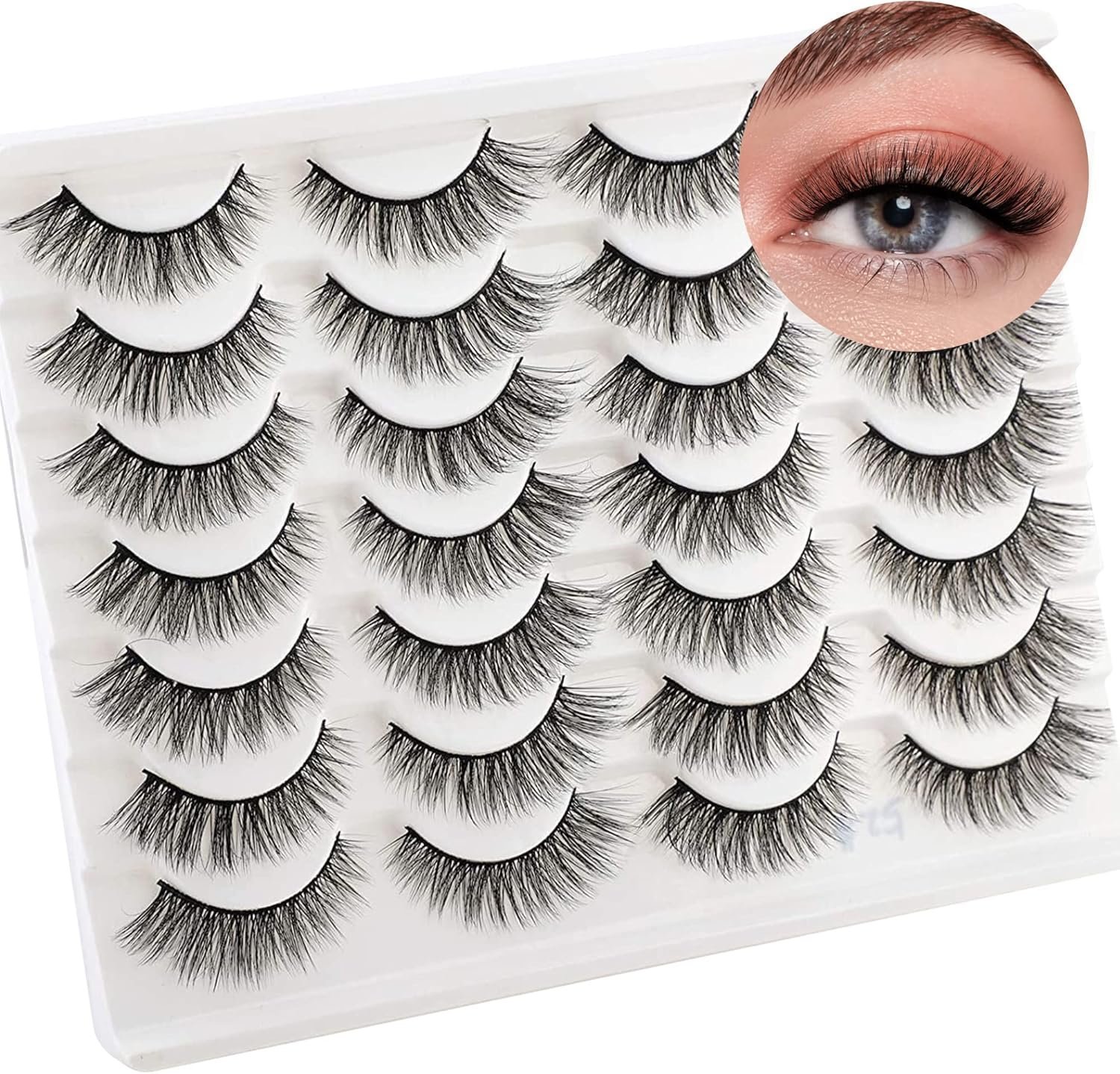 alse Eyelashes Natural 3D Lashes Cat Eye Look Faux Mink Lashes Fluffy Strip 14 Pairs, Multipack - Image 5