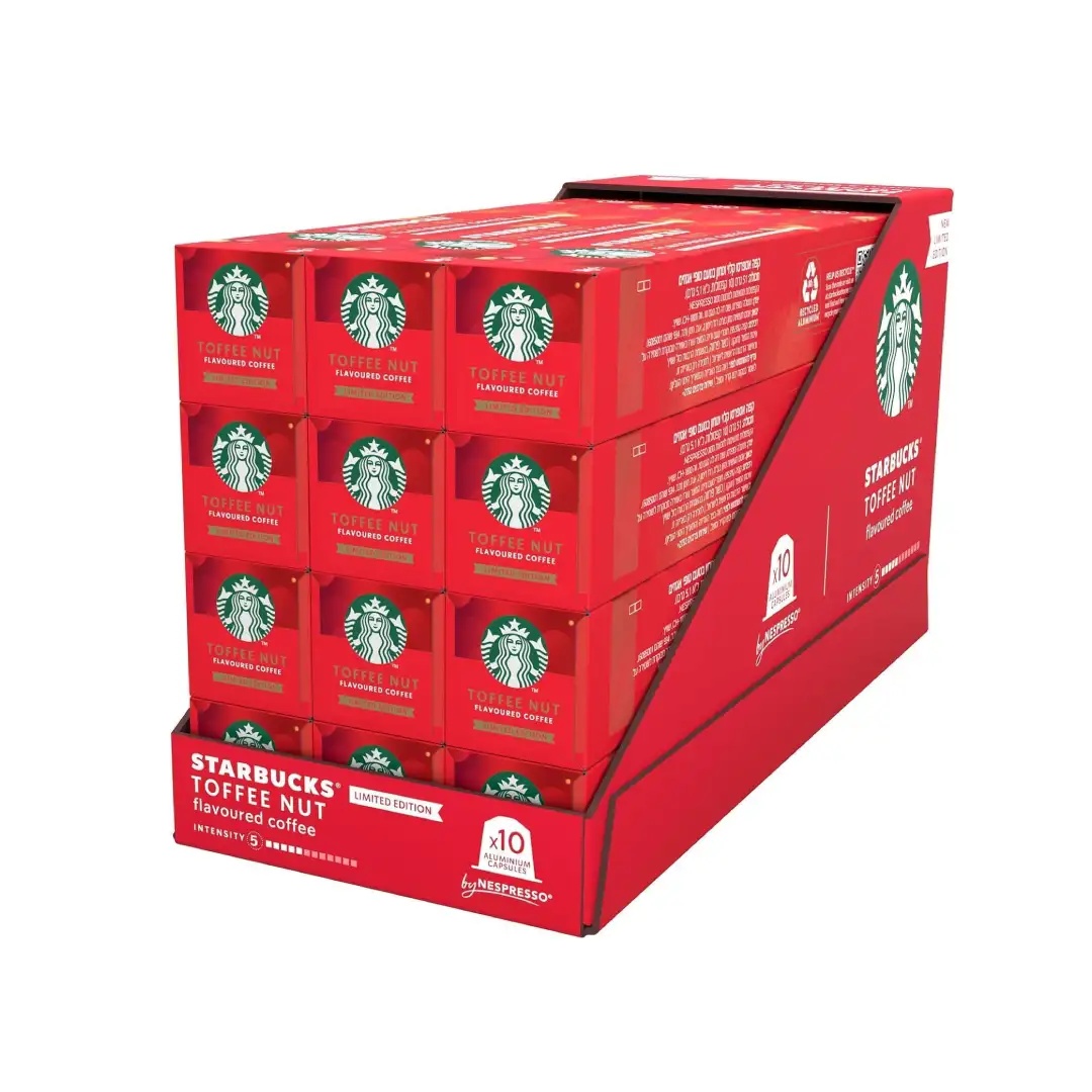 STARBUCKS Toffee Nut Flavoured Coffee Capsules by Nespresso, Blonde Roast Coffee, Pack of 12 x 10 Pods (120 Capsules)